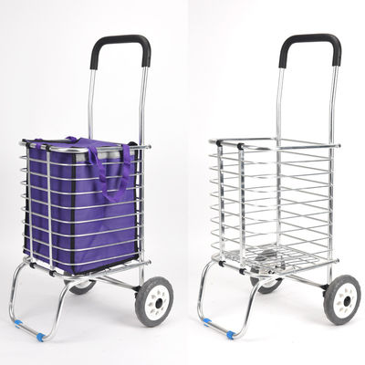 qualité  German Foldable Wholesale Supermarket Foldable Metal Trolley 4 Wheels Trolley 35L Shopping Bag usine