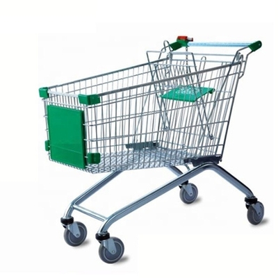 Chariot européen de chariot à épicerie de fil en métal de supermarché de style avec 4 roues